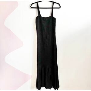 MLM Black Smocked Body Dress Boho Cottagecore Prairie Minimalist Medium